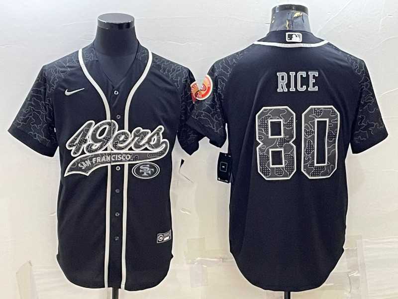 Mens San Francisco 49ers #80 Jerry Rice Black Reflective Limited Stitched Football Jersey